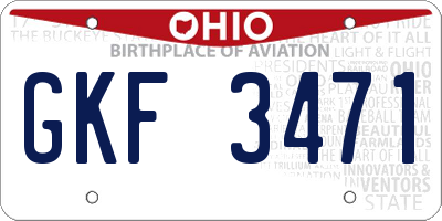 OH license plate GKF3471