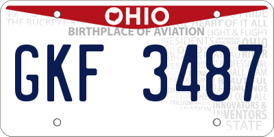 OH license plate GKF3487