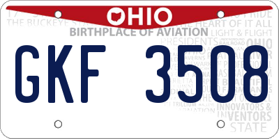 OH license plate GKF3508