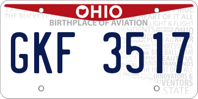 OH license plate GKF3517