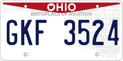 OH license plate GKF3524