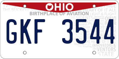 OH license plate GKF3544