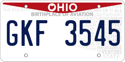 OH license plate GKF3545