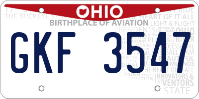 OH license plate GKF3547