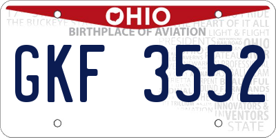 OH license plate GKF3552