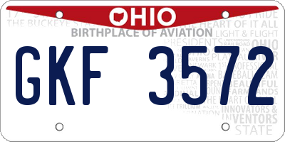 OH license plate GKF3572
