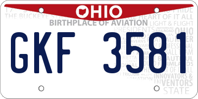 OH license plate GKF3581