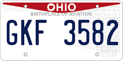 OH license plate GKF3582