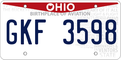 OH license plate GKF3598