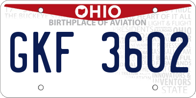 OH license plate GKF3602