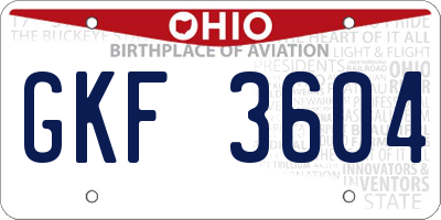 OH license plate GKF3604