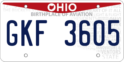 OH license plate GKF3605