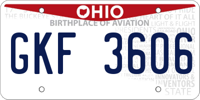 OH license plate GKF3606