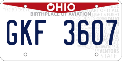 OH license plate GKF3607