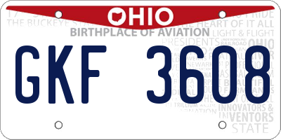 OH license plate GKF3608