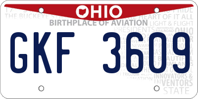 OH license plate GKF3609