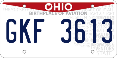 OH license plate GKF3613