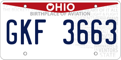 OH license plate GKF3663