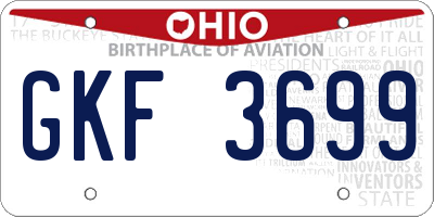 OH license plate GKF3699