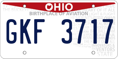 OH license plate GKF3717