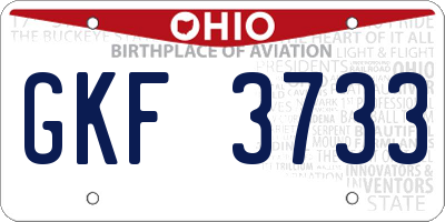 OH license plate GKF3733