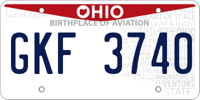 OH license plate GKF3740