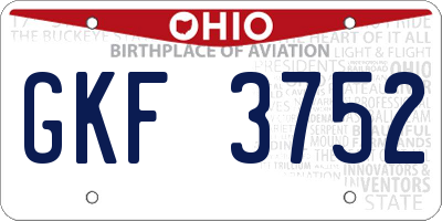 OH license plate GKF3752