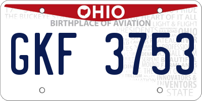 OH license plate GKF3753