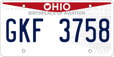 OH license plate GKF3758
