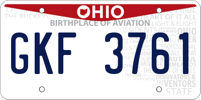 OH license plate GKF3761