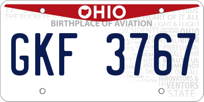 OH license plate GKF3767