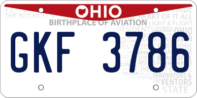OH license plate GKF3786