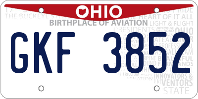 OH license plate GKF3852