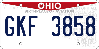 OH license plate GKF3858