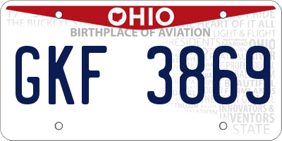 OH license plate GKF3869