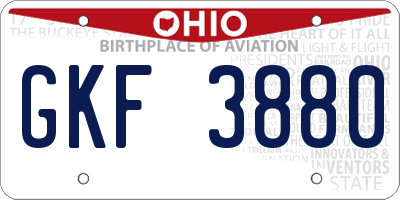 OH license plate GKF3880