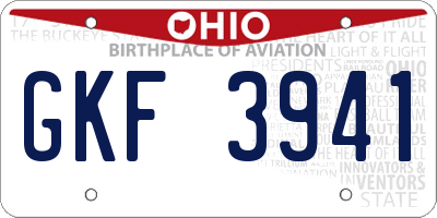 OH license plate GKF3941