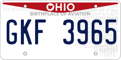 OH license plate GKF3965