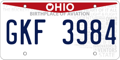 OH license plate GKF3984