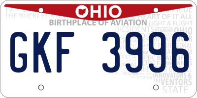 OH license plate GKF3996