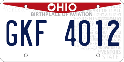 OH license plate GKF4012