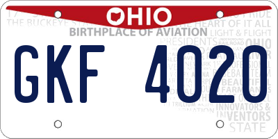 OH license plate GKF4020