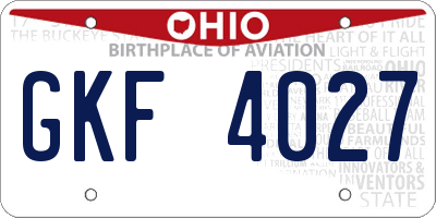 OH license plate GKF4027