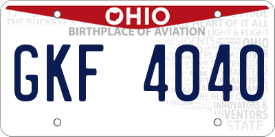 OH license plate GKF4040