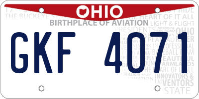OH license plate GKF4071