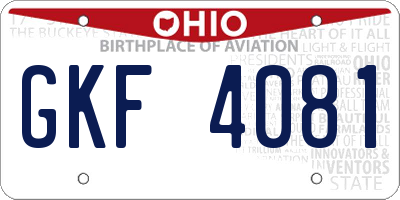 OH license plate GKF4081