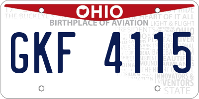 OH license plate GKF4115