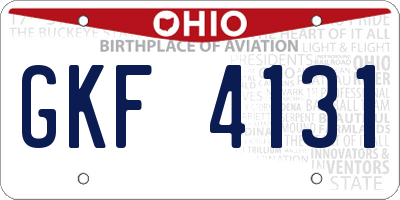 OH license plate GKF4131