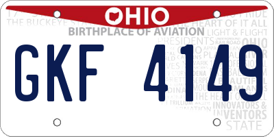 OH license plate GKF4149