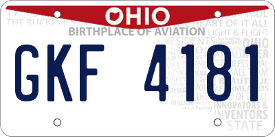 OH license plate GKF4181